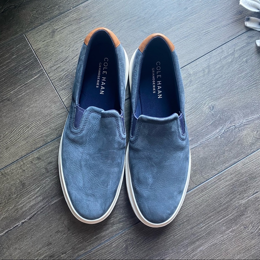 Mens Size 10- Cole Haan Suede Navy & Leather Loafers